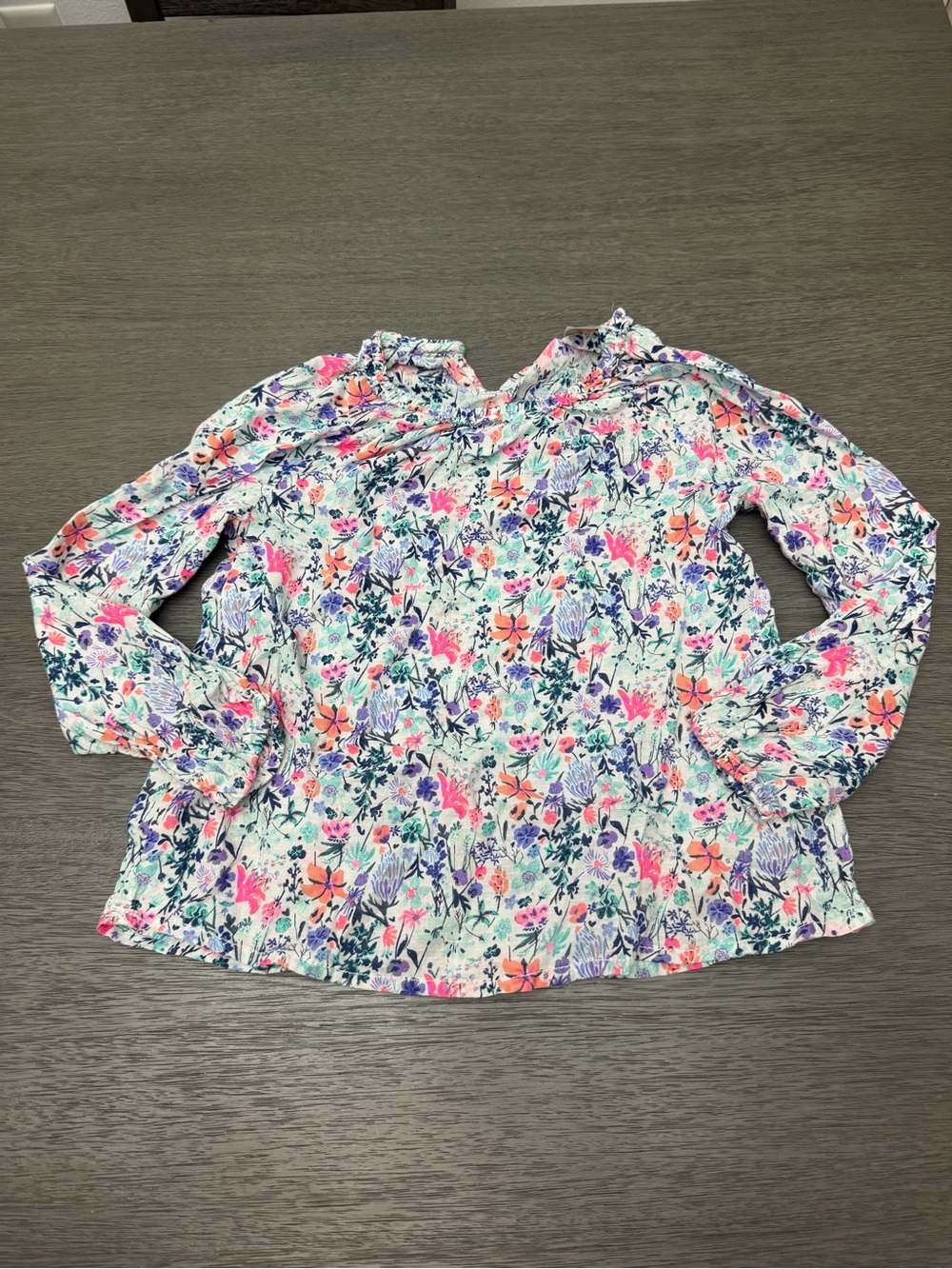 OshKosh B'gosh White Floral Ruffle-Neck Blouse